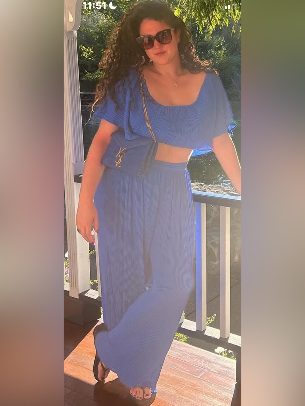 JLUXLABEL Royal Blue Pleated Two-Piece Set